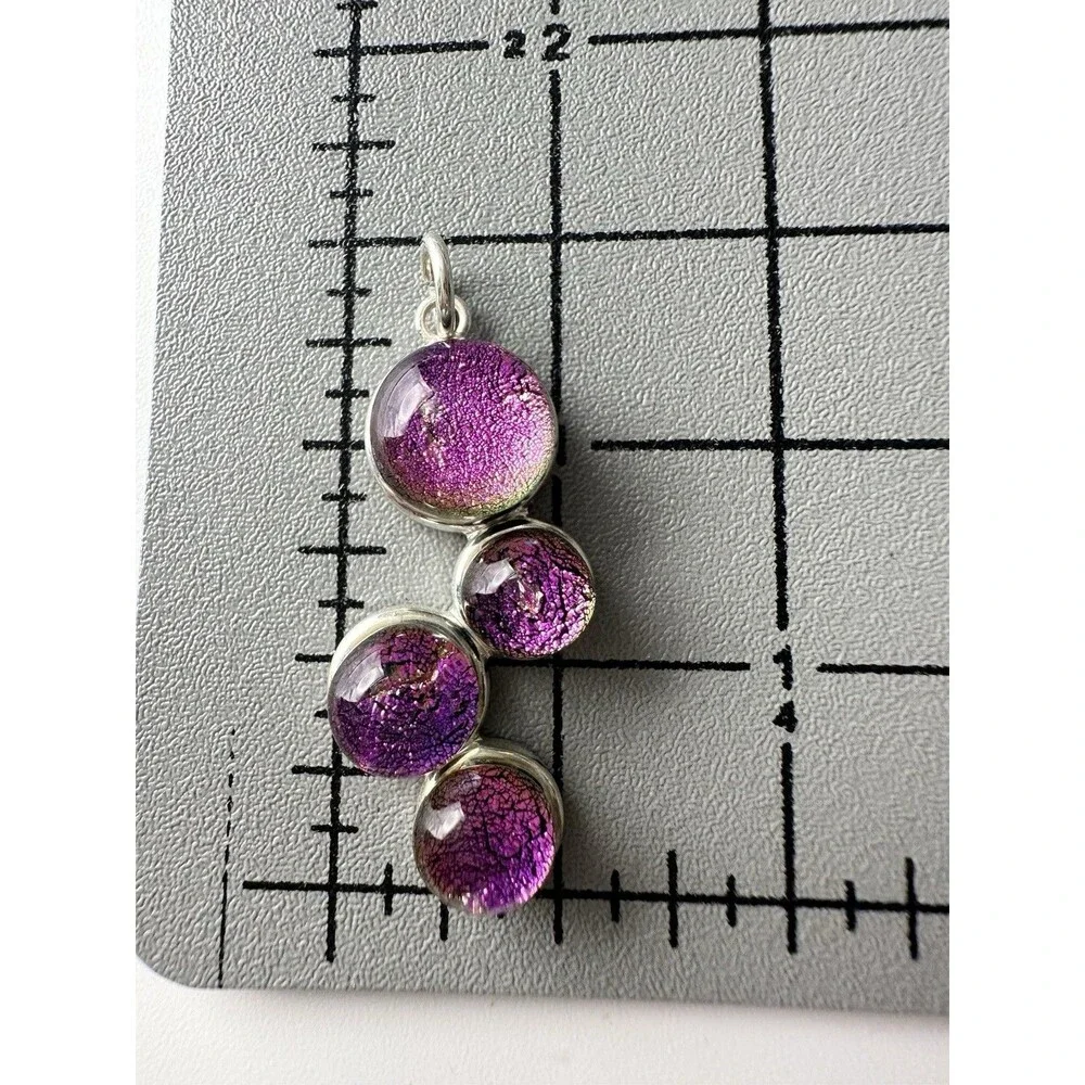 Handmade Dichroic Art Glass Pendant Purple Pink